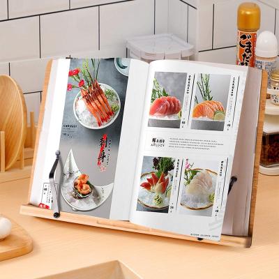 China Natural Portable Sturdy Lightweight Elegant Bookstand Tray bamboo Wood Recipe Book Tablet Stands for sale