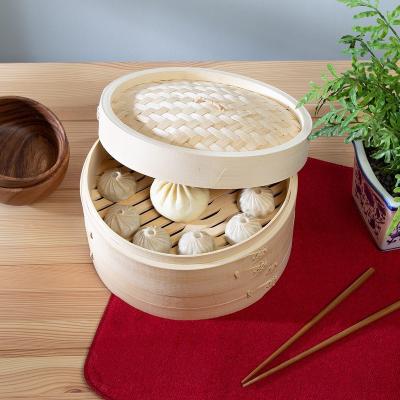 China Natural Wholesale Chinese Kitchen Cookware Stackable Big Size Bamboo Basket Steamer 10cm To 40cm With Handle for sale