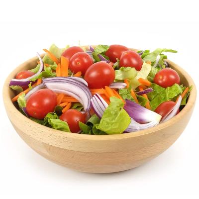 China CLASSIC Manufacturer Wholesale Bamboo Wooden Hand Made Polished Organic Round Fruit Noodle Salad Bowl for sale