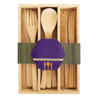 China CLASSIC Wholesale Reusable Bamboo Spoon Fork Knife Travel Wooden Bamboo Cutlery Set and organizers for sale