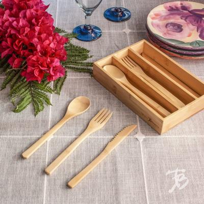 China CLASSIC wholesale Eco-friendly outdoor picnic bamboo wood Knife fork spoon straw Disposable bamboo Cutlery for sale