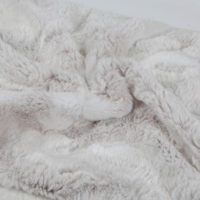 China Garment Make To Order Comfy White Back Printed Faux Rabbit Fur Fabric for sale