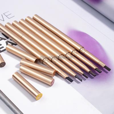 China Waterproof 6 Colors Long Lasting OEM Eyebrow Pencil With Brush Private Label Gold Tubes Shape Cosmetics for sale