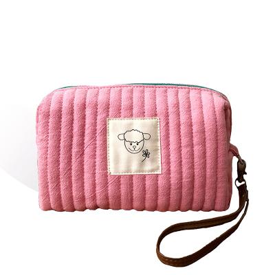 China Fashion Solid Color New High Quality Korean Portable Cosmetic Bag Custom Makeup Pouch Bag For Grils for sale