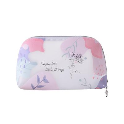 China Fashion Ins Style Cartoon Cute Storage Cute Cosmetic Bag Transparent Semicircular Cosmetic Bag For Grils for sale