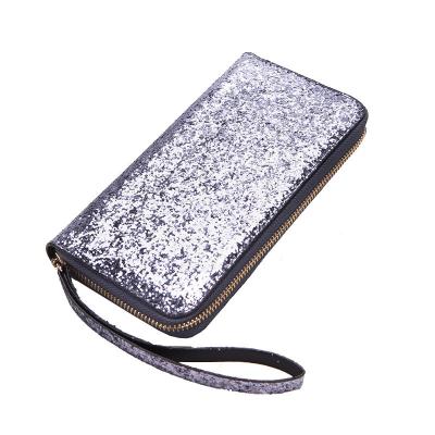 China Korean Long Bling Waterproof Wholesale Sequin Purse Wallet Women Travel Organizer Glitter Pink Zipper Wallet for sale