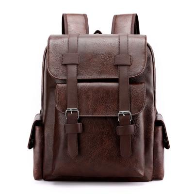 China Fashion New Design PU Vintage Leather Custom Backpack Travel Waterproof Bag With Logo For Man Leather Bag for sale