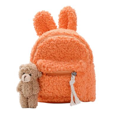 China Other Small Lovely Lightweight Backpack Solid Color Plush Gifts Rabbit Bear School Bag Children Backpack School Bag For Kids for sale