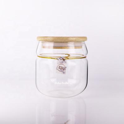 China Freshness Preservation Blow Sealed Borosilicate Storage Canister Bamboo Lid Glass Jar For C? OOKIE, SALT, SPICES, SUGAR, TEA for sale