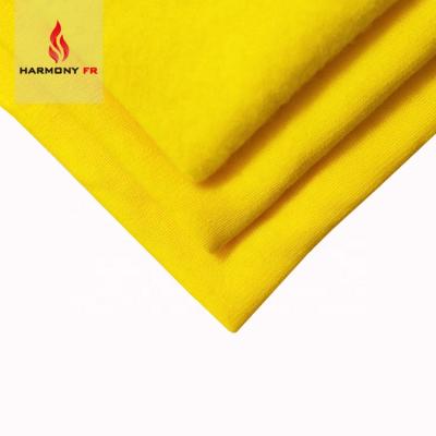 China Yellow Flame Retardant 360gsm 100% Cotton Knitted Fleece Fabric For FR Sweatshirt Hoodie for sale