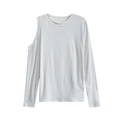 China Anti-wrinkle 2020 new summer T-shirt women around the neck long-sleeved clothing unique design off the shoulder for sale