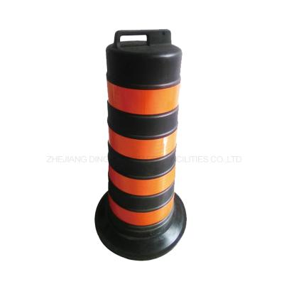 China Traffic Safety / Stackable Plastic Durm PE Traffic Highway Barrel Barrier Road Divider With Rubber Base for sale