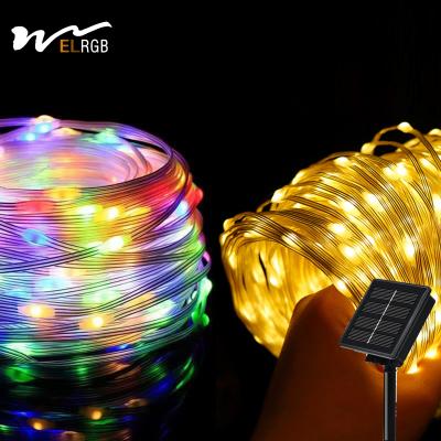 China 2kg Product Weight 100m LED Strip Line Solar String Lights for Courtyard Decoration for sale