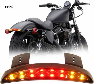 China Motorcycle LED Rear Fender Edge Brake Light with License Plate Tail Light Black Lens for sale