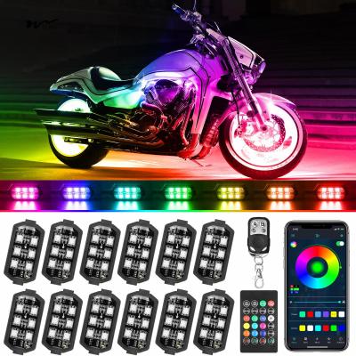 China 12 Pcs Motorcycle LED Light Kit APP/RF Control Waterproof 16 Million Color Brake Light for sale