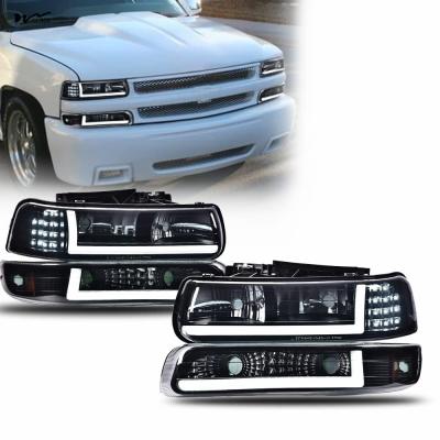 China LED DRL Headlight Turn Signal Lamp Left Right Sides with Smoky Lens and Black Housing for sale