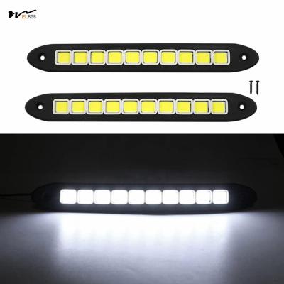 China Waterdichte COB DRL mistlichten voor auto 2pcs High Power LED Daytime Running Light strip Te koop