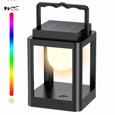 China Solar Table Lamp 10 RGB Color Changing Lights Portable Rechargeable Solar Lantern Waterproof 2- for sale