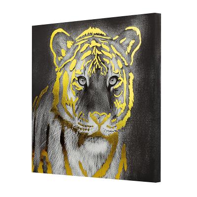 China Hot Selling Tiger Patterns Gold Foil Paintings Living Room Canvas Painting Art From Traditional Online Store for sale