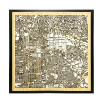 China Modern Wood Engraving Los Angeles Bamboo Laser Cut Card Housewarming Gift Card Art for sale