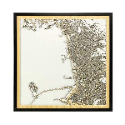 China Modern Laser Cut Map San Francisco Bay Area Housewarming Gift City Map Office Decoration for sale