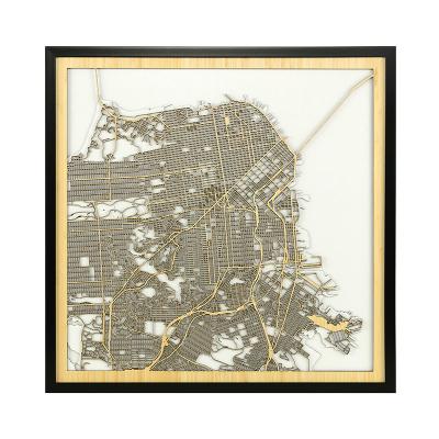 China San Francisco Bay Area Laser Cut Modern Map Gifts Farmhouse Office Decor for sale