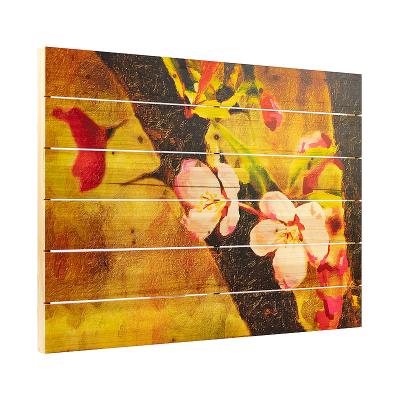 China Modern Decor Good Quality Nordic Flower For Home Decoration Natural Wood Painting for sale