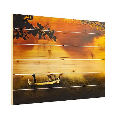 China Customization Wholesale Landscape Painting Custom UV Printing Natural Wooden Decoration For Living Room for sale