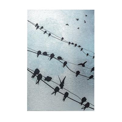 China Modern Birds On Wire Pole Photographic Print On Aluminum Metal Wall Decor Art for sale