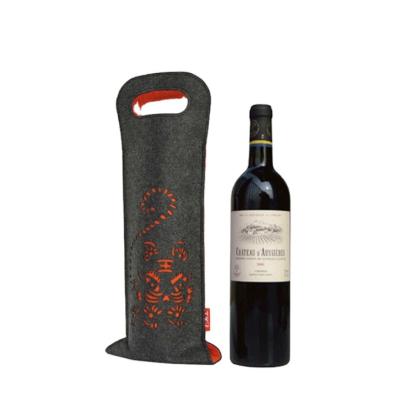 China Eco and Reusable 100% Polyester Felt Wine Bottle Bag for sale