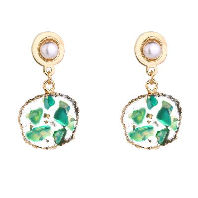 China 2021 FASHIONABLE creative hot selling European and American retro resin pearl earrings creative sharpening green women for sale