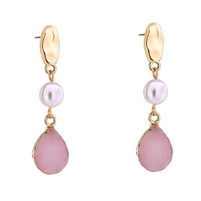 China Creative All-match New Retro Pearl Shape Drop Resin Earrings Fashion Simple Purple Baroque Imitation Ladies Earrings for sale