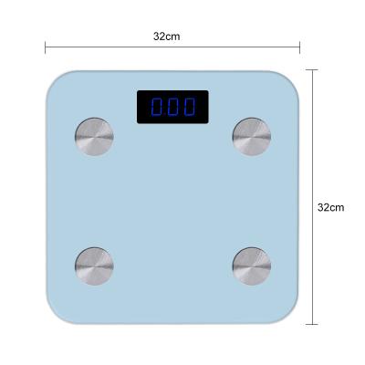 China Mini BMI Glass Scale Bathroom Scales 180kg LED Electronic Balance Body Fat Personal Smart Bathroom Digital Scale for sale