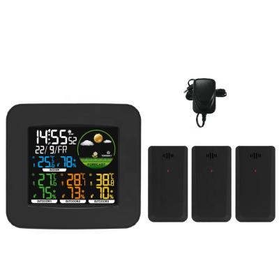 China 433MHz Color Wireless Home/Office/Car Thermometer with Weather Forecast and Three Outdoor IP44 Sensors for sale