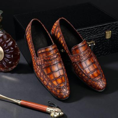 China Custom Men's Breathable Loafer Shoes Classic Genuine Leather Men's Shoes 2021 Hot Sale Crocodile Leather Men's Shoes for sale