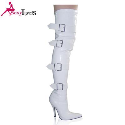 China Women's light hot sale white thigh high boots very long made in china woman's knee high boots women for sale