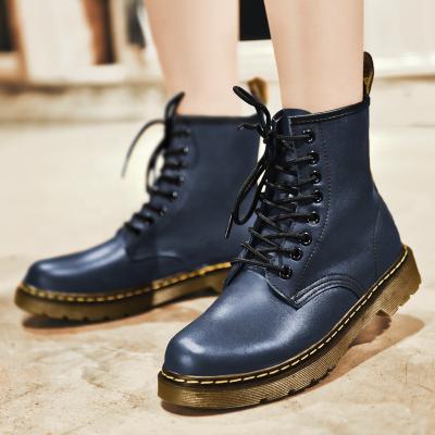 China Newest Deodorization Stylish Rubber Sole Oxfords Flat Heels Blue Martens Ankle Boots For Women Men for sale