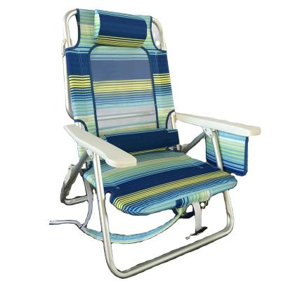 China Easy Carrying Aluminum Beach Chair With Cooler Bag Backpack beach chair 5 Position Recliner Beach Chair for sale