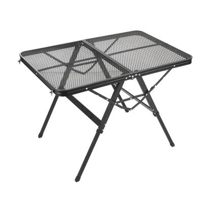 China Picnic Black Portable Lightweight Adjustable Height Barbecue Grill Table Outdoor Mesh Table Set BBQ Table Set for sale