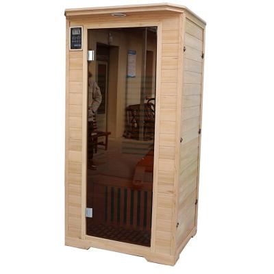 China Computer Control Panel ODM 1 Person Sauna Far Infrared Indoor Wooden Wet Room for sale