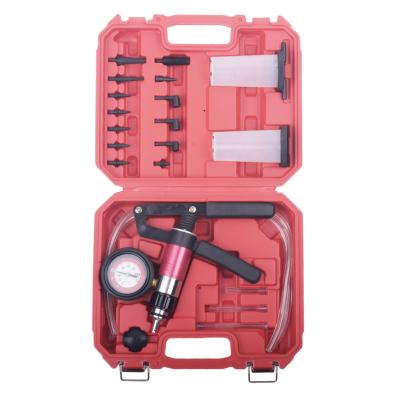 China Automotive Industry 21pcs Vacuum Pressure Pump Tester Multifunctional Handheld Kit Brake Fluid Bleeder Complete Kit for sale