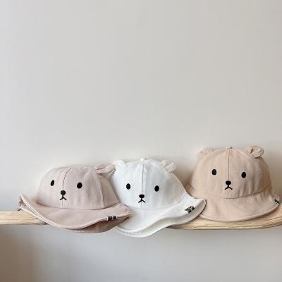 China Spring Autumn Baby Bucket Hat Cute Spring Bear Ear Panama Hat Solid Color Beach Baby Boy Girl Sun Newborn Sun Hats for sale