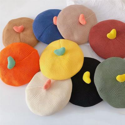 China Casual Super Cute Love Pumpkin Hats Baby Hats Knitted Beret Toddler Painter Hat Keep Warm Suggest Under 3 Years Old for sale