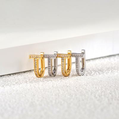 China Hot Selling Fashion Fashion Diamond Stud Earrings Sets High Quality Simple U Shaped Jewelry For Women for sale