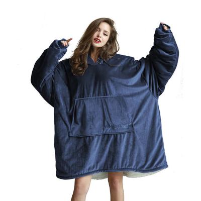 China Wholesale PORTABLE Organic Sherpa Large Pocket Warm Organic Warm Pocket Reversible Oversized Sweatshirt Watch TV Blanket for sale