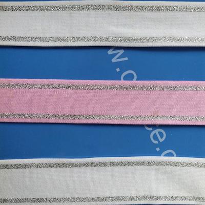 China High Quality Colorful Luxurious Elastic Ribbon Webbing Metallic Silver Elastic Band for sale