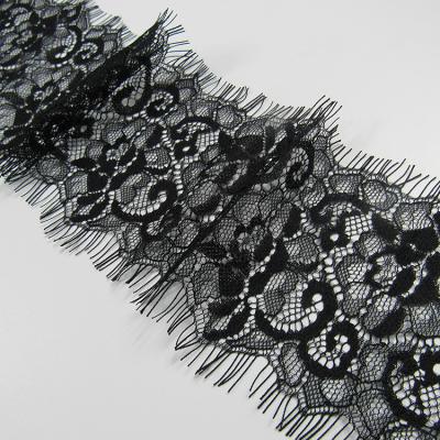 China Viable High End Lace 100% Mesh French Eyelash Nylon Lace Trim For Garment for sale