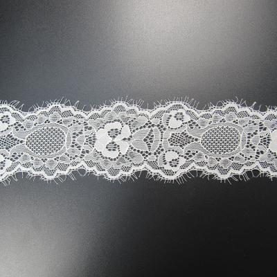 China New Fashion Sustainable Lace Fabric 100% White Nylon Eyelash Lace Trim For Garment for sale