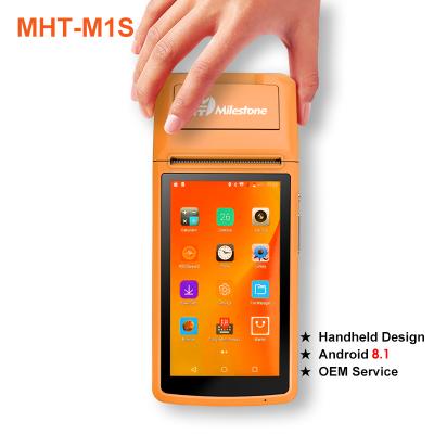 China Android 8.1 touch screen 58mm blue and orange wifi cog pos portable handheld terminal with Android Pda pos for sale