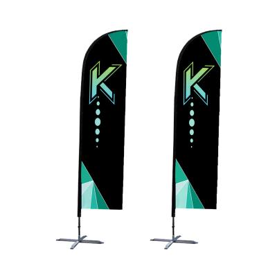 China Custom printing beachflag Wind Fair FLYING swooper bow teardrop blade floating flying beach feather flag for sale